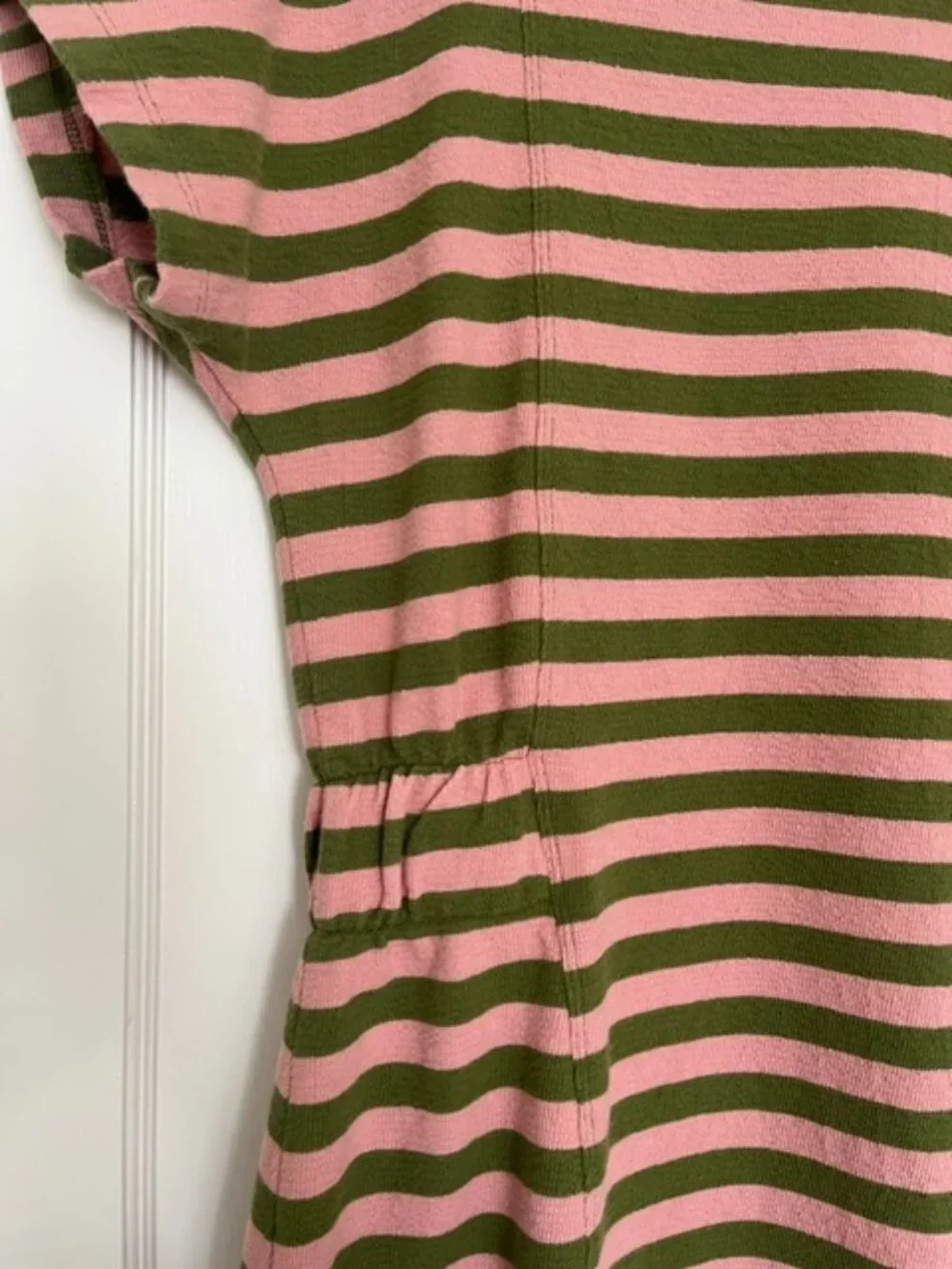 KOMODO Una Organic Cotton Mini Dress in Pink and Green Stripe | Size 6 - Picture 10 of 12